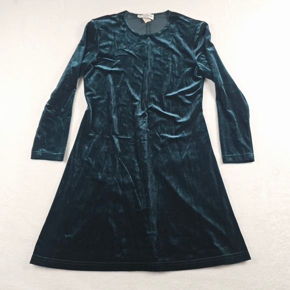 Ronni Nicole Dresses & Skirts - Ronni Nicole Vintage 90s Teal Green Velvet Long Sleeve A-Line Mini Dress Size 14